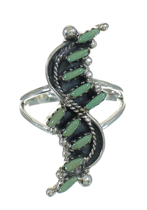 Turquoise Authentic Sterling Silver Southwest Needlepoint Ring Size 7-1/2 QX87039